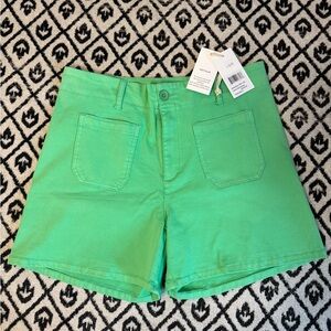 CHARLIE B Bright Green High-Waist Pocket Shorts